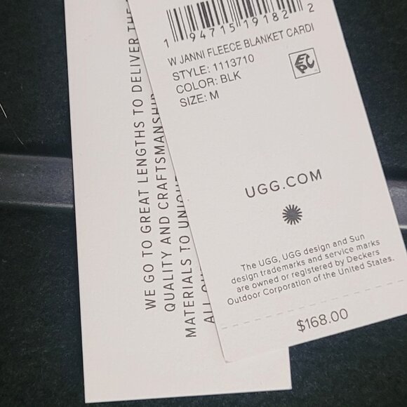 UGG Long Black Sweatshirt Open Front Wrap Cardigan Size Medium NWT - Picture 5 of 9